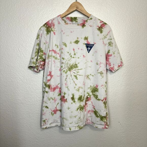 GUESS Other - Guess T Shirt Men Medium Crewneck Tie Dye Graphic Logo Slim Fit 90s Y2K Classic